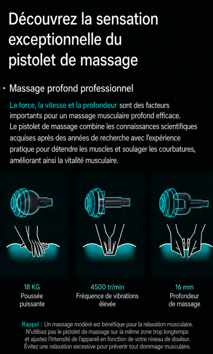 Pistolet de Massage Musculaire Professionnel – 99 Vitesses – Récupération Rapide PulseRelax